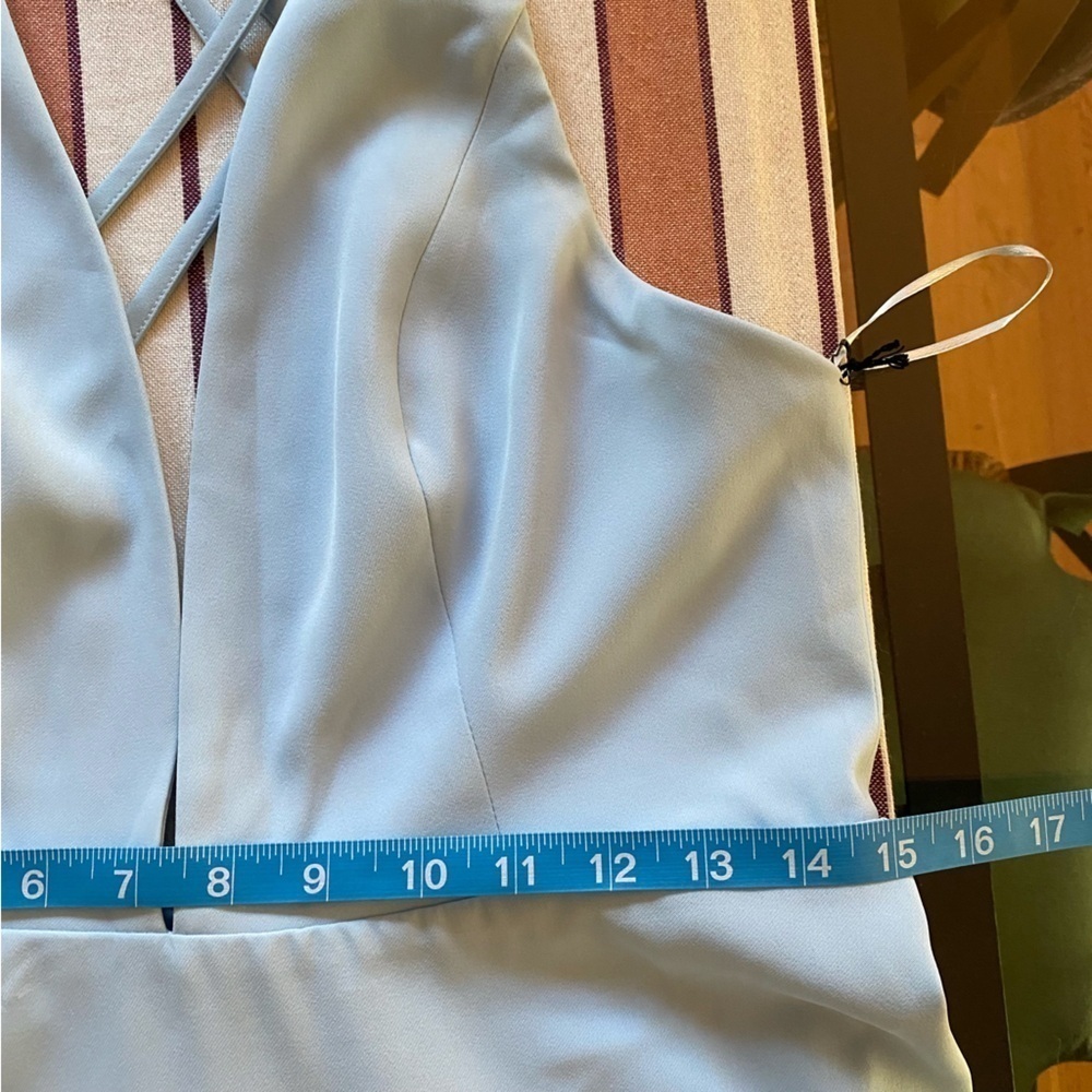 Revolve Superdown Baby Blue Deep V-Neck Sammie Mini Skater Dress Large - Picture 12 of 14